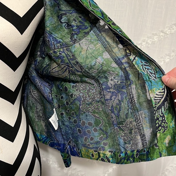 Ruby Rd. Zip Up Palm Leaf Nautical Blazer Size 14 Petite - Picture 6 of 9